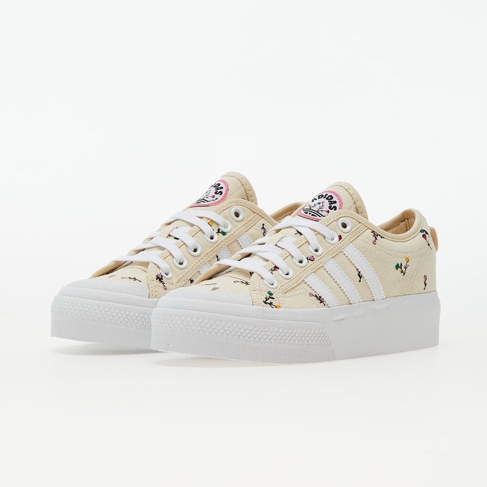 Adidas Originals Nizza Platform W Sneakers Womens Size 8 Floral Beige Canvas